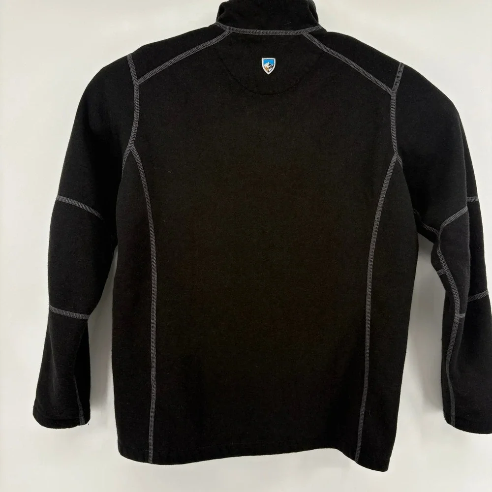 KUHL Mens Black Quarter Zip Fleece Pullover Small Contrast Stitching RN 108846
